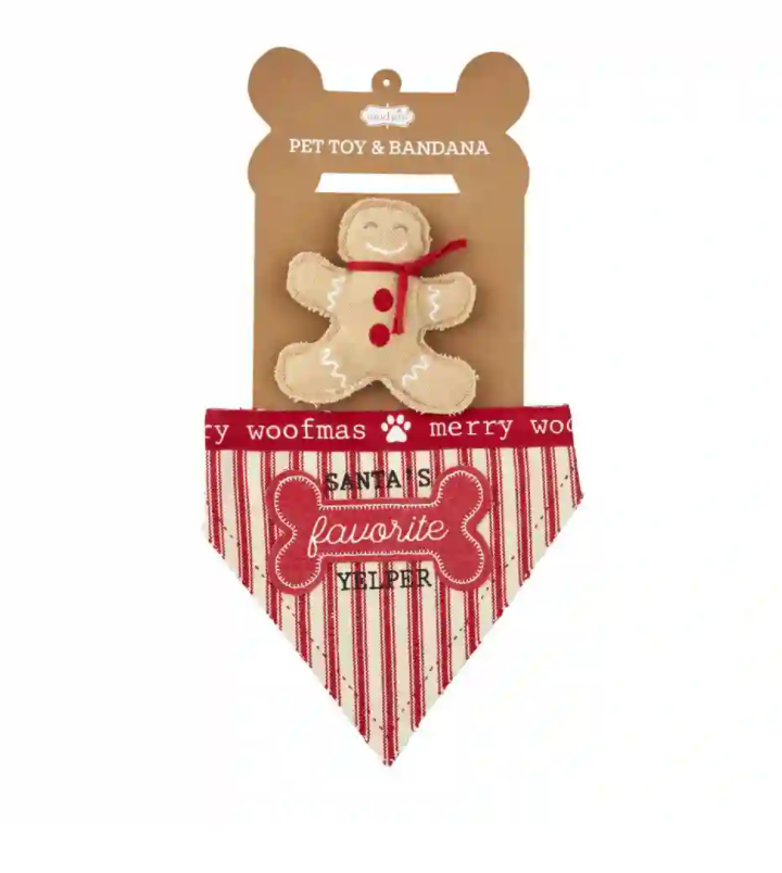 Mud Pie Dear Santa Dog Bandana and Toy Set - Eden Lifestyle