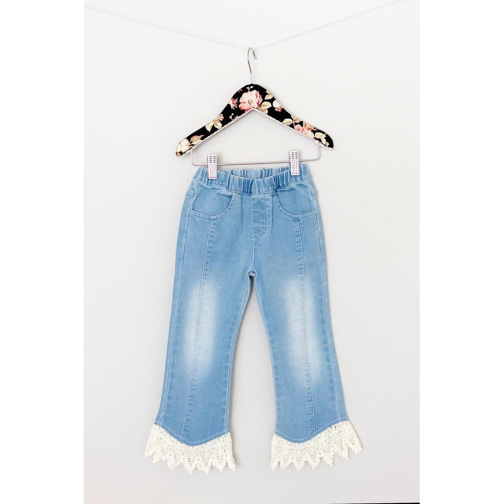 Mae Li Rose, Girl - Pants,  Mae Li Rose Crochet hem Denim