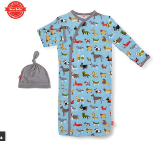 Magnificent Baby, Baby Boy Apparel - Pajamas,  Magnetic Me In-dog-nito modal magnetic sack gown + hat set