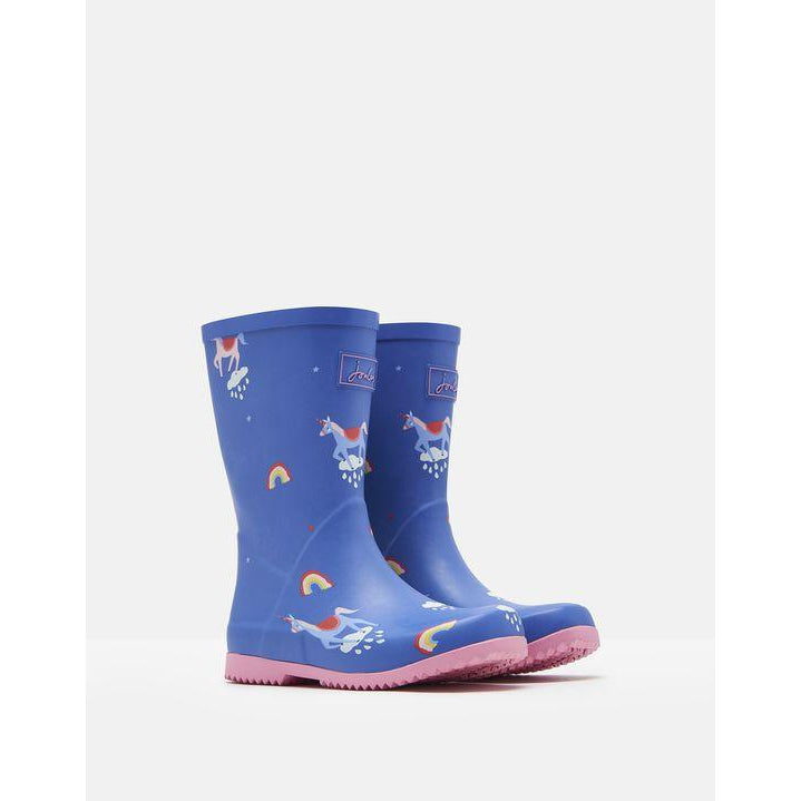 Joules, Shoes - Girl,  Joules Roll Up Blue Unicorn Rain Boots