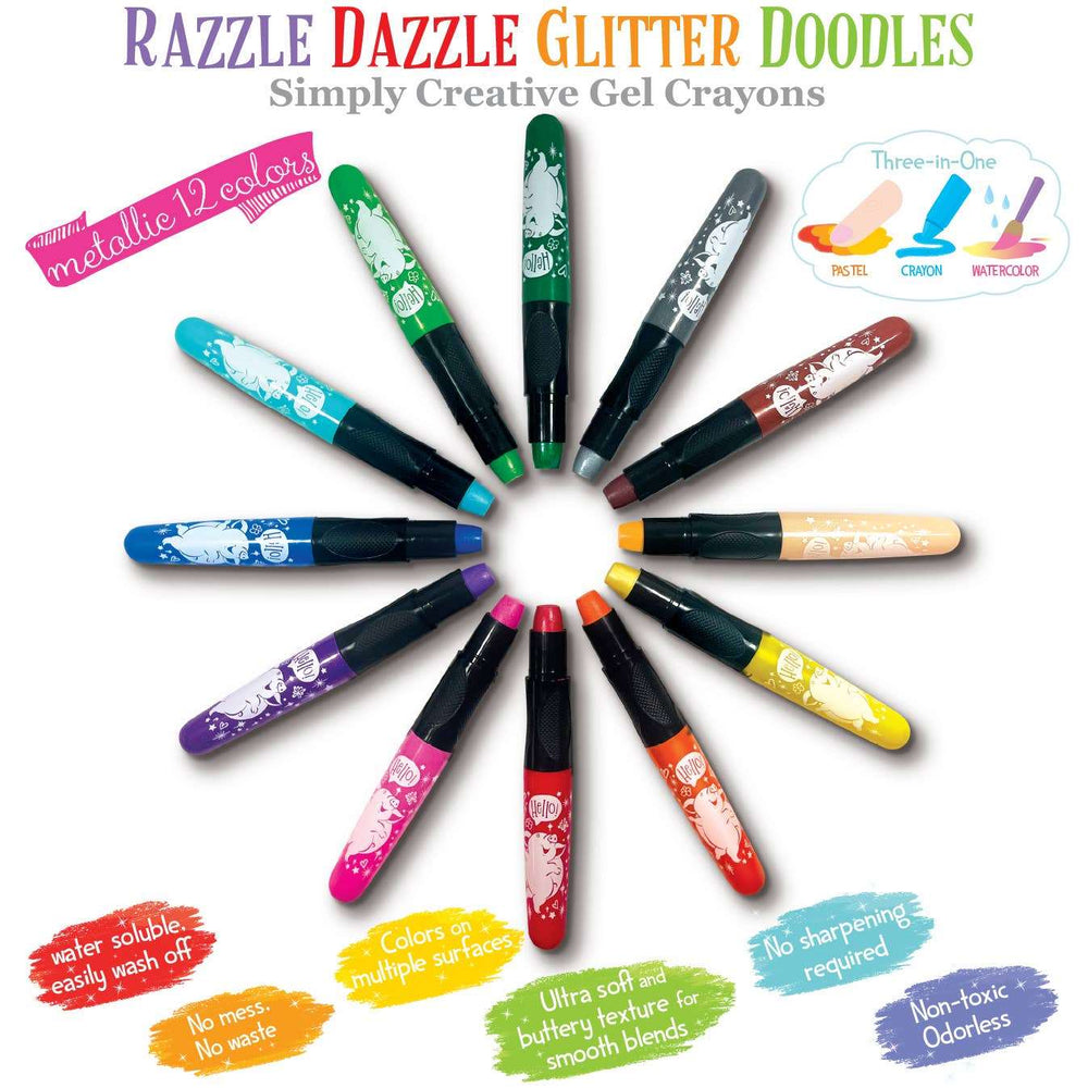 Animals Around the World Glitter Doodle Gel Crayons - Eden Lifestyle