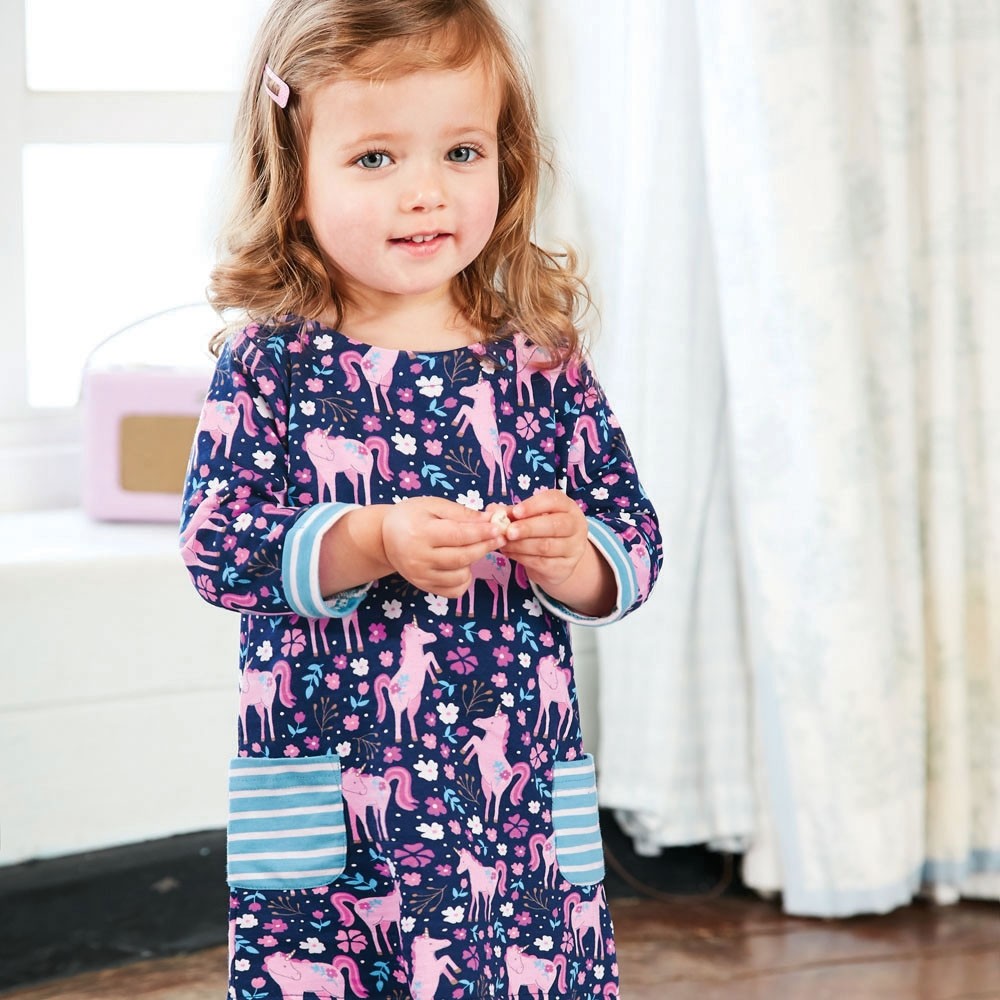 Jojo Maman Bebe, Baby Girl Apparel - Dresses,  Jojo Maman Bebe Unicorn Print A-Line Dress