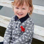 Jojo Maman Bebe, Baby Boy Apparel - Shirts & Tops,  Dinosaur Print Long Sleeve Poloshirt