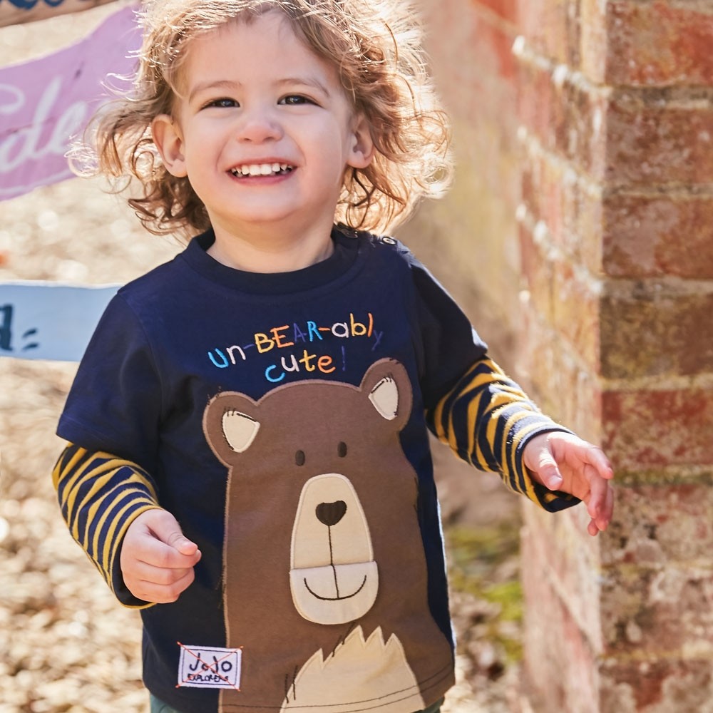 Jojo Maman Bebe, Baby Boy Apparel - Tees,  Navy Bear Applique Top