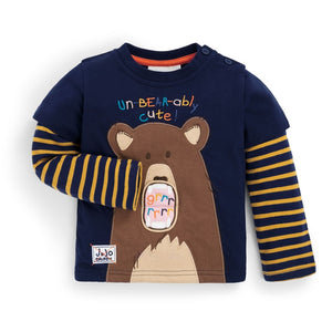 Jojo Maman Bebe, Baby Boy Apparel - Tees,  Navy Bear Applique Top