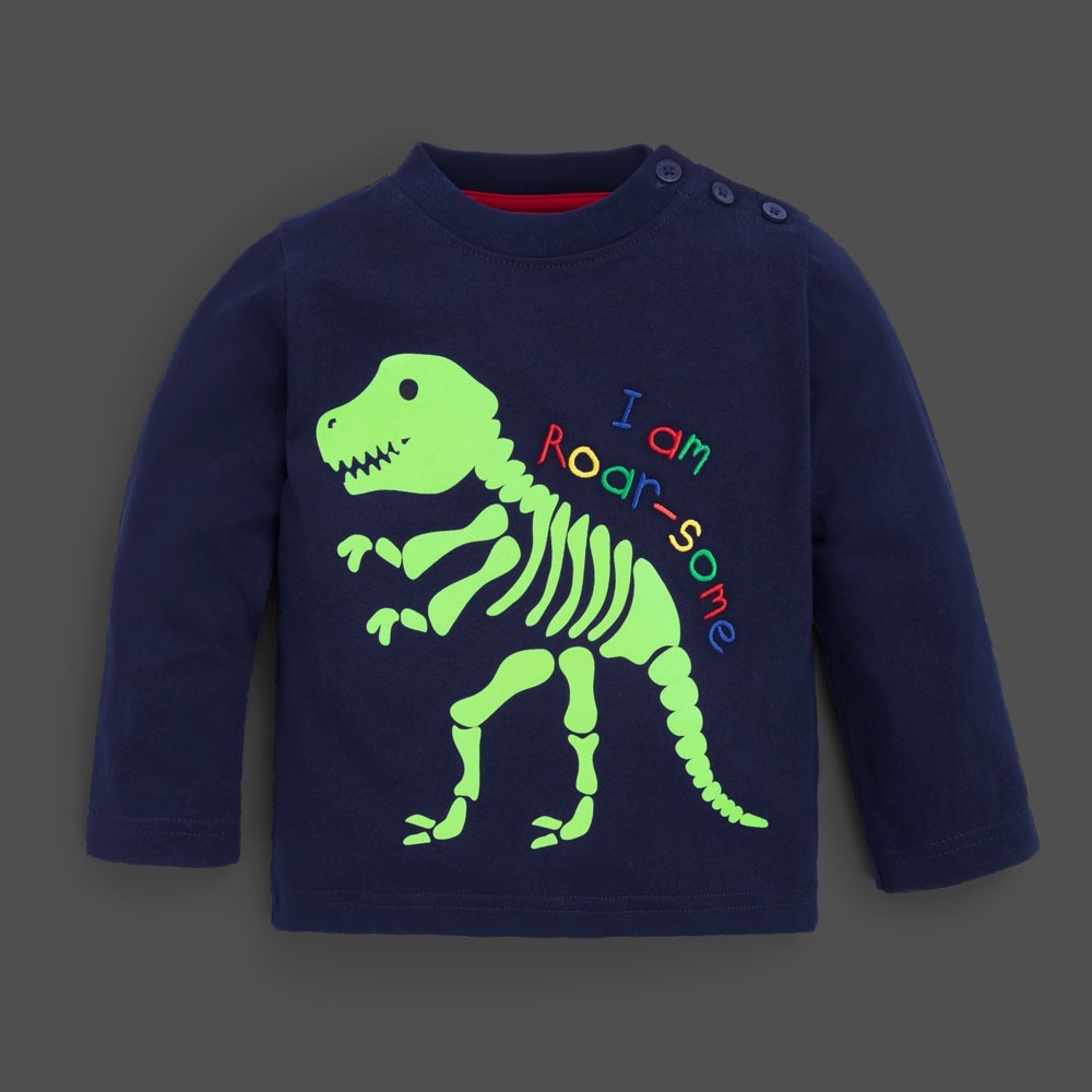 Jojo Maman Bebe, Baby Boy Apparel - Tees,  Navy Glow in the Dark Dinosaur Top