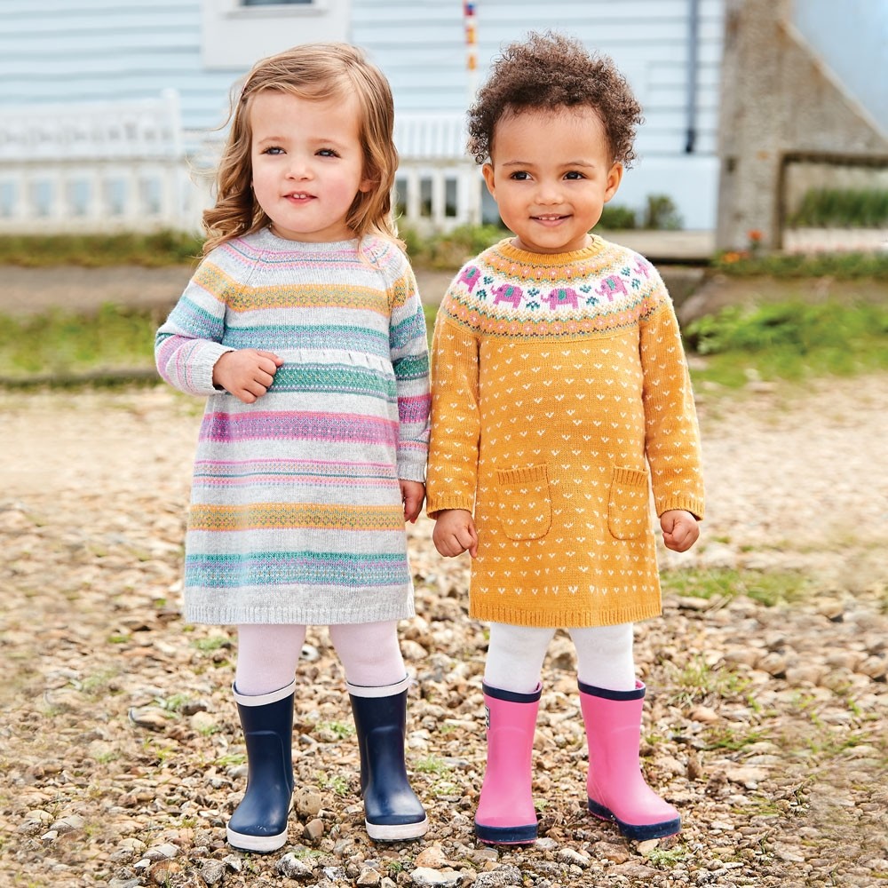 Jojo Maman Bebe, Girl - Dresses,  Gray Fair Isle Stripe Dress