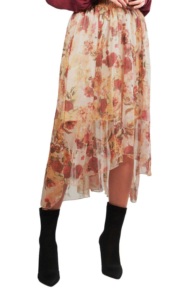 Elan International, Women - Skirts,  Beige Romantic Rose Skirt