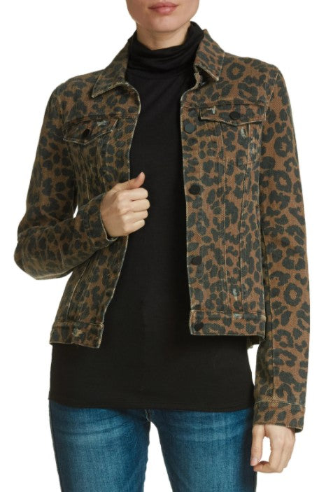 Elan International, Women - Outerwear,  Brown Leopard Jean Jacket