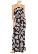 Elan International, Women - Rompers,  Black Palm Tree Print Romper