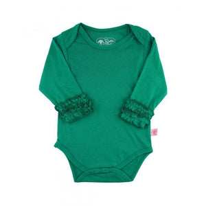 Ruffle Butts, Baby Girl Apparel - One-Pieces,  Emerald Ruffled Long Sleeve Onesie