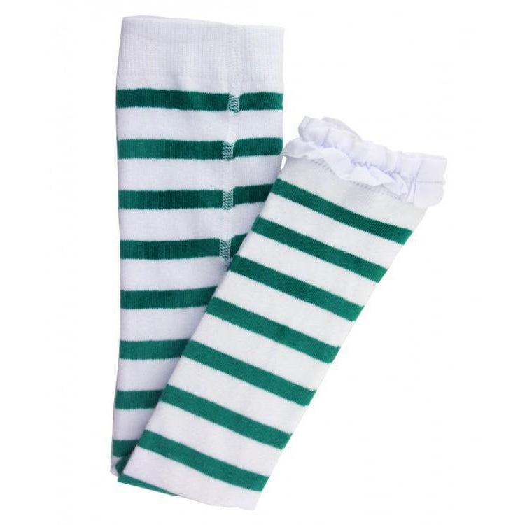 Ruffle Butts, Girl - Leggings,  Emerald Stripe Footless Ruffle Tights