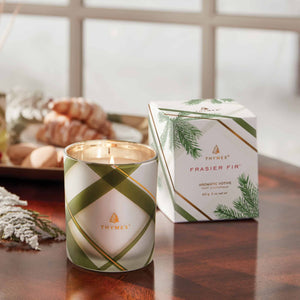 Frasier Fir Frosted Plaid Votive Candle - Eden Lifestyle