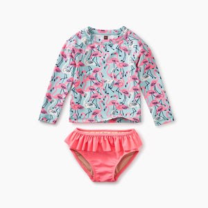 Tea Collection, Baby Girl Apparel - Swimwear,  Flamingos Rash Guard Set