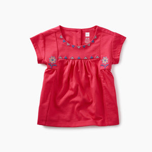 Tea Collection, Baby Girl Apparel - Shirts & Tops,  Floral Embroidered Top -  Candy Apple