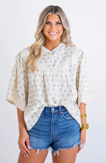 Floral Boho Button Top - Eden Lifestyle