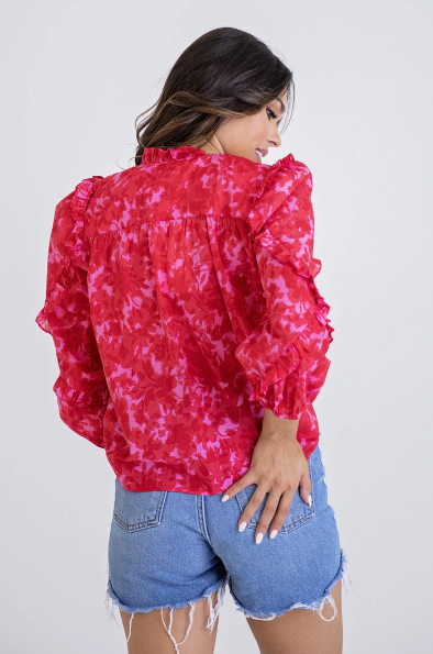 Floral Ruffle Sleeve Top - Eden Lifestyle