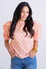 Floral Poplin Seersucker Puff Sleeve Top - Eden Lifestyle