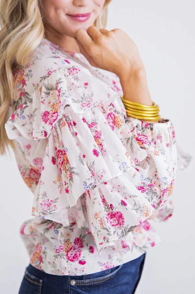 Floral Ruffle Sleeve - Eden Lifestyle