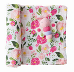 Mud Pie Floral Swaddle Blanket and Rattle - Eden Lifestyle