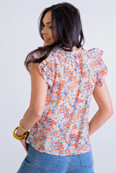 Floral Vneck Sleeveless Top - Eden Lifestyle