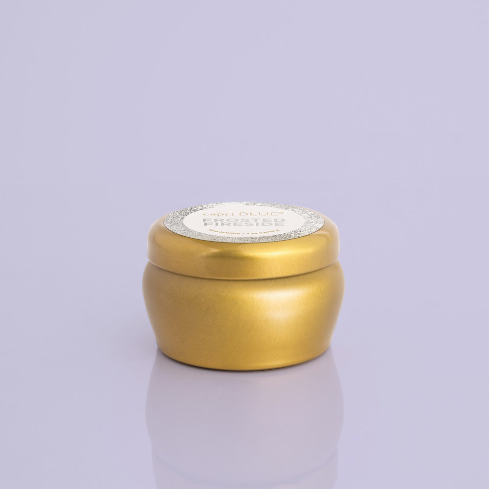 capri BLUE, Home - Candles,  Frosted Fireside Glam Mini Tin, 3 oz