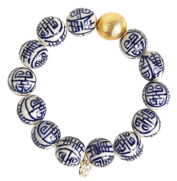 Georgia Blue Chinoiserie Beaded Bracelet - Eden Lifestyle