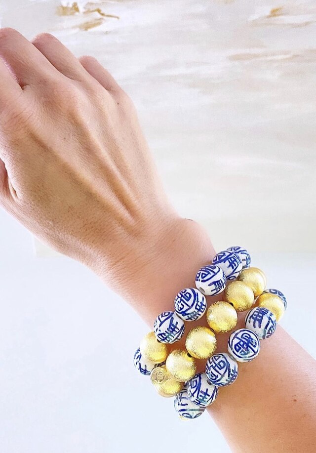 Georgia Blue Chinoiserie Beaded Bracelet - Eden Lifestyle