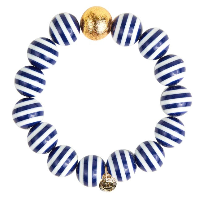 Georgia Navy Stripe Beaded Bracelet - Eden Lifestyle