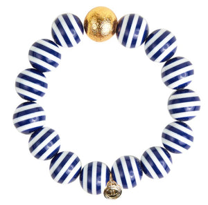Georgia Navy Stripe Beaded Bracelet - Eden Lifestyle