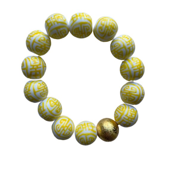 Georgia Yellow Chinoiserie Beaded Bracelet - Eden Lifestyle