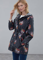 Joules, Women - Outerwear,  Joules Golightly Print Black Peony Packaway Jacket