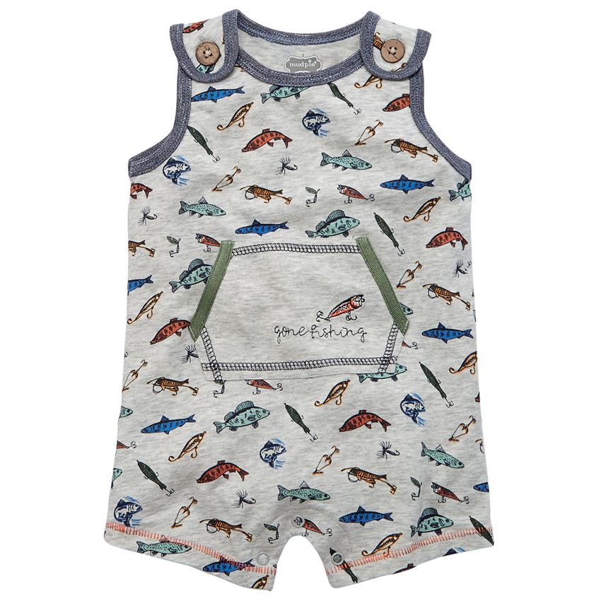 Mud Pie, Baby Boy Apparel - Rompers,  Gone Fishing Romper