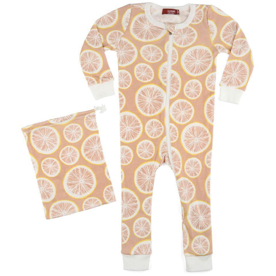Milkbarn, Baby Girl Apparel - Pajamas,  Milkbarn Grapefruit Bamboo Pajama
