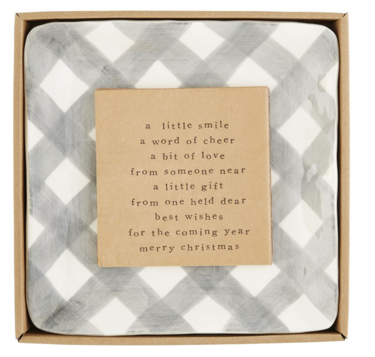 Mud Pie GRAY BUFFALO PLAID CHEESE PLATE SET - Eden Lifestyle