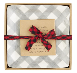 Mud Pie GRAY BUFFALO PLAID CHEESE PLATE SET - Eden Lifestyle