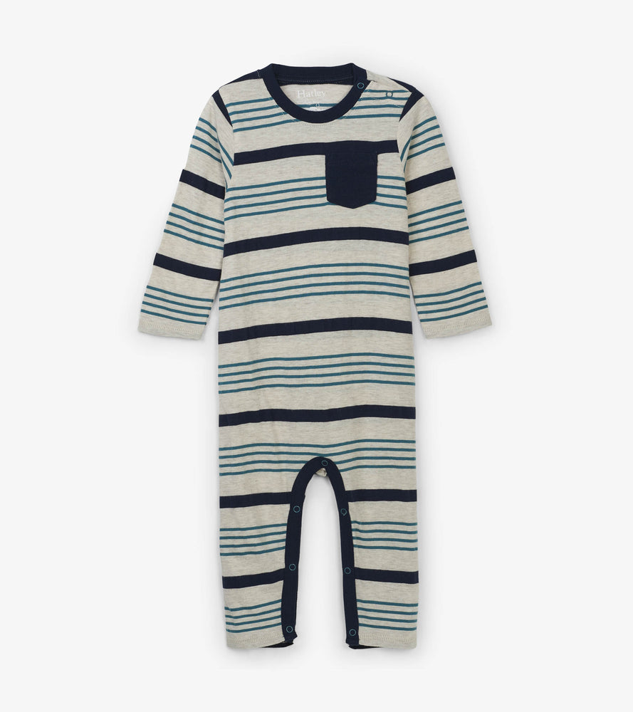 Hatley, Baby Boy Apparel - Rompers,  Hatley - Grey Stripe Baby Romper