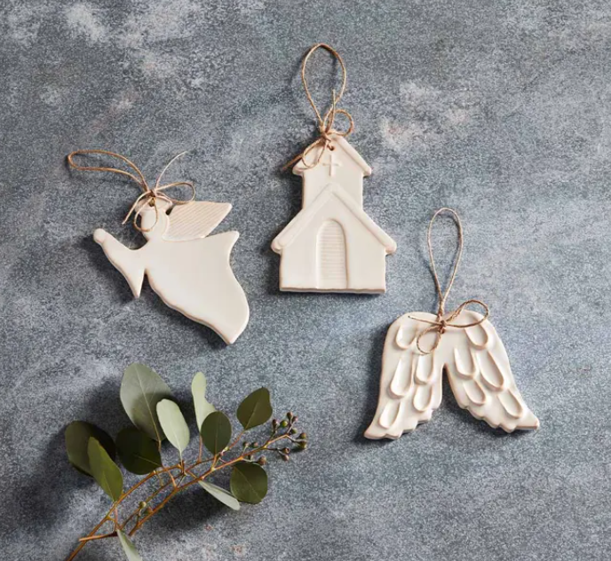 Angel White Glazed Ornament - Eden Lifestyle
