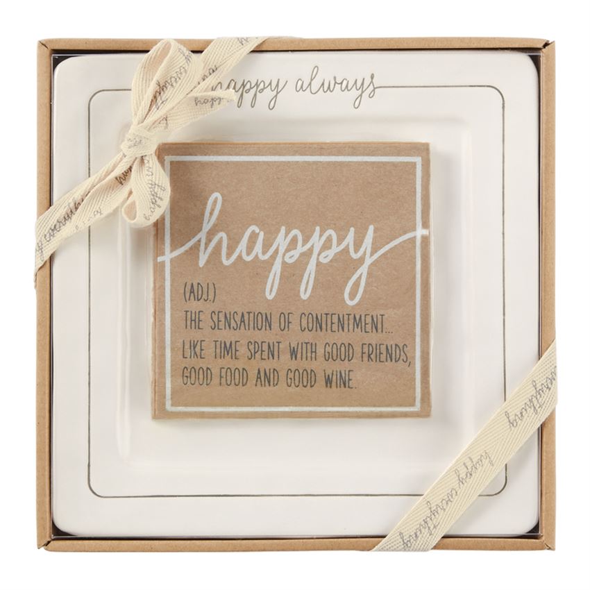 Mud Pie, Home - Serving,  Happy Always Ceramic Cheese Plate Set