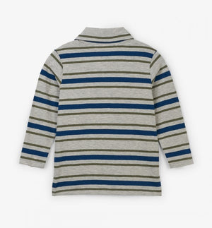 Hatley, Boy - Shirts,  Hatley Grey Stripe Long Sleeve Polo Tee