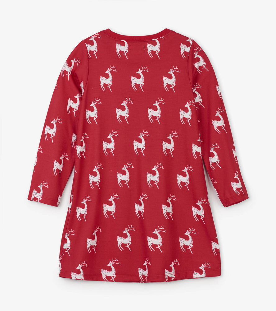 Hatley, Girl - Pajamas,  Hatley Mistletoe Deer Nightdress
