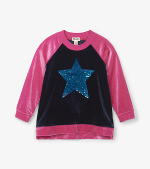 Hatley, Girl - Outerwear,  Hatley Flip Sequin Star Velour Pullover