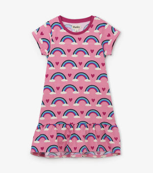 Hatley, Girl - Dresses,  Hatley - Hearts & Rainbows Jersey Flounce Hem Dress