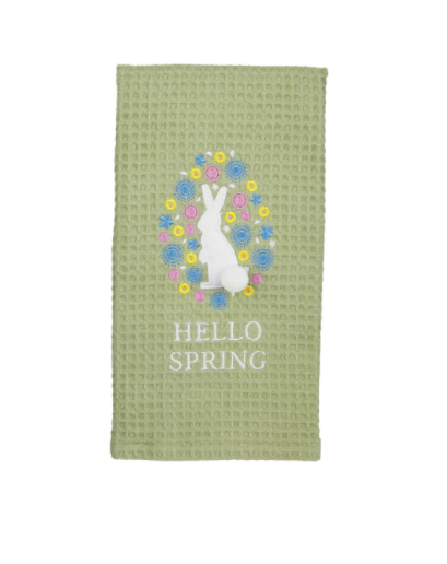 Mud Pie Easter Bunnies Waffle Towel - Eden Lifestyle