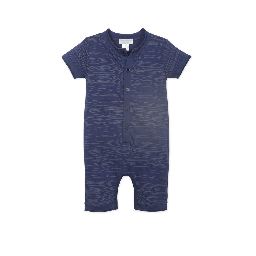 Feather Baby, Baby Boy Apparel - Rompers,  Henley Romper - Stripe