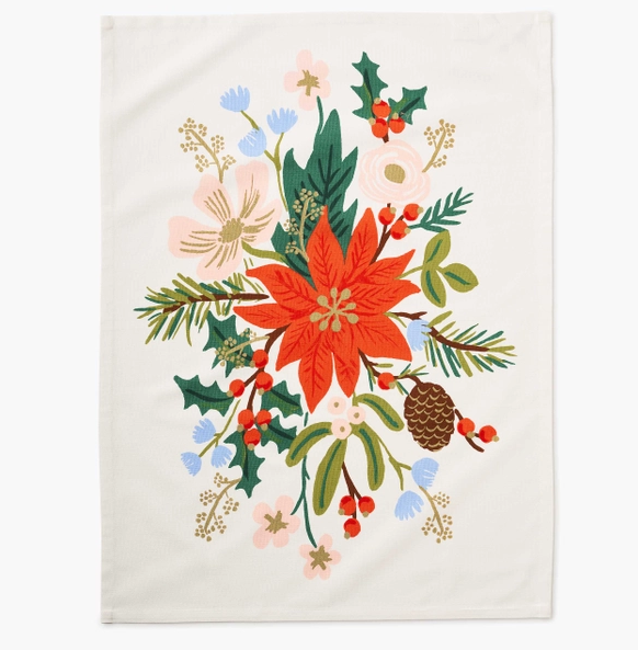 Rifle Paper Co Holiday Bouquet Tea Towel - Eden Lifestyle