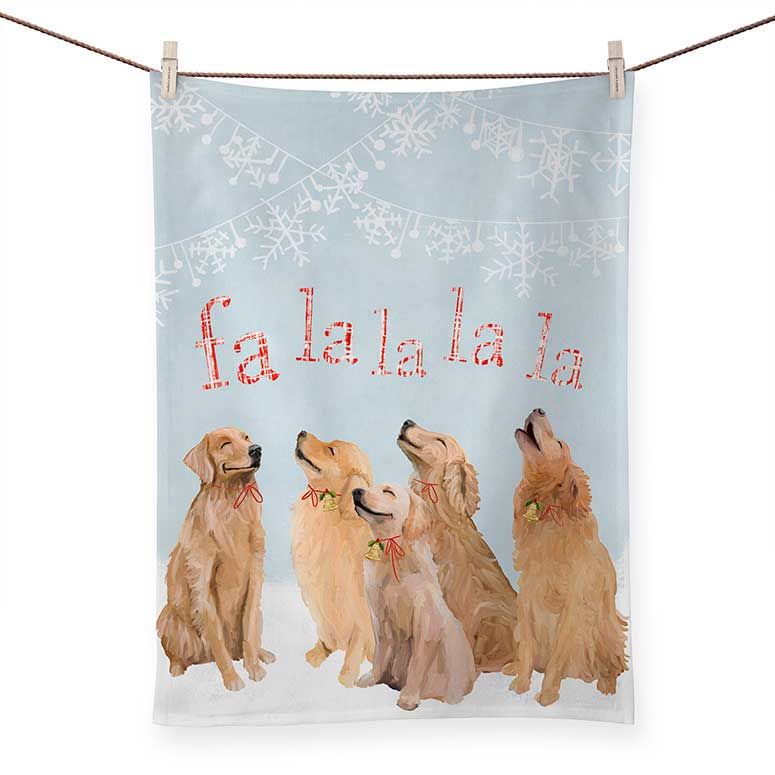 5 Goldens Singing Christmas Tea Towel - Eden Lifestyle
