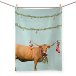 Festive Longhorn Tea Towel - Eden Lifestyle