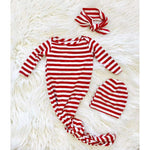 Aspen Lane, Baby Boy Apparel - Pajamas,  Aspen Lane Baby Knotted Gown - Red Striped