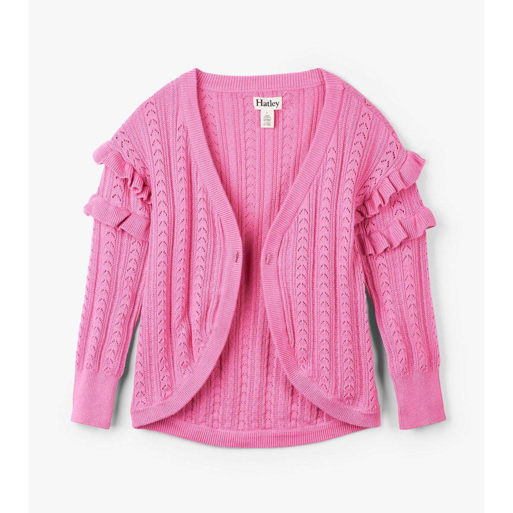 Hatley, Girl - Sweaters,  Hatley Pink Ruffle Cardigan